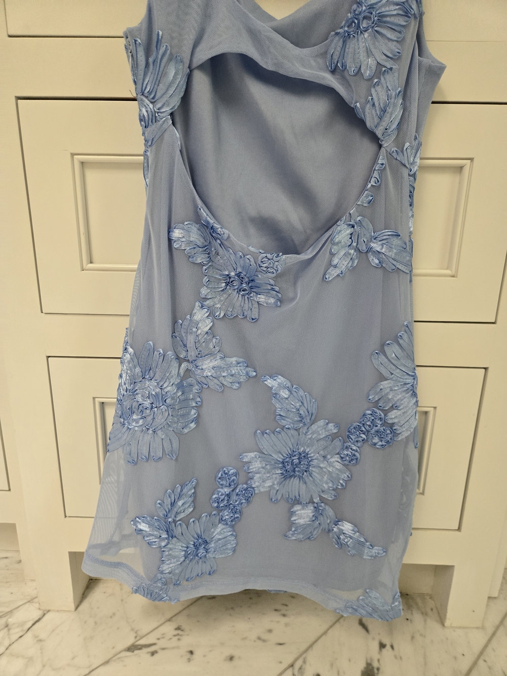Light Blue Floral Bodycon Mini Dress - Picture 6 of 6